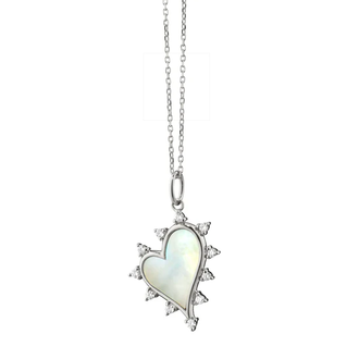 MONICA RICH KOSANN Mother of Pearl Heart Necklace with White Sapphires