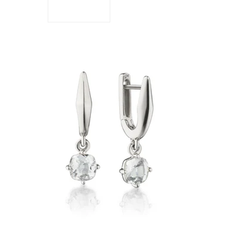 MONICA RICH KOSANN Sterling Silver, Rock Crystal Angular U Hoop Earrings