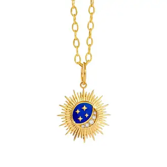 SYNA Large 18k Yellow Gold,  Enamel and Diamond Charm