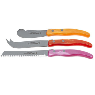 CLAUDE DOZORME 3 Piece Breakfast Set- Pink and Orange