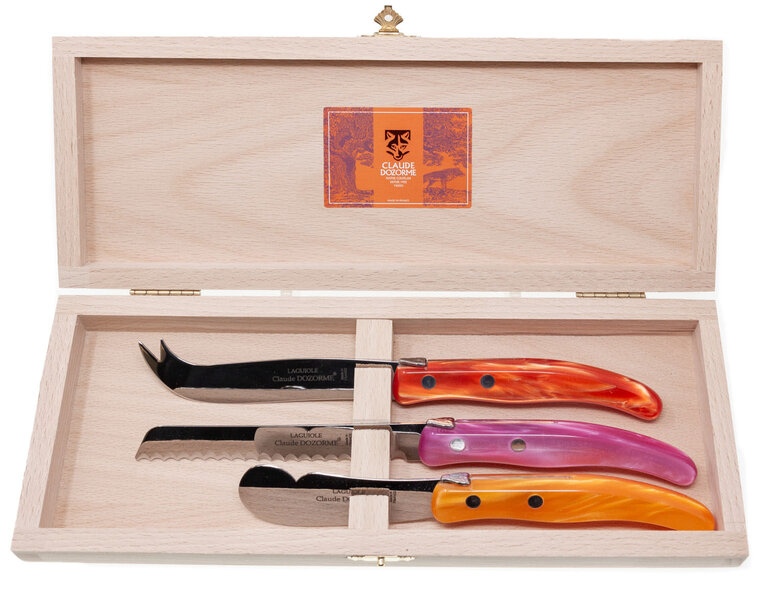 CLAUDE DOZORME CLAUDE DOZORME 3 Piece Breakfast Set in pink and orange