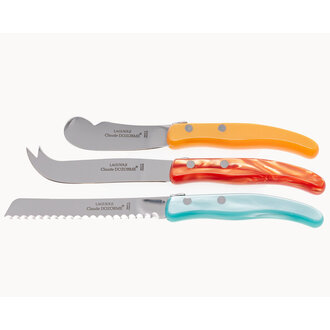 CLAUDE DOZORME 3 Piece Breakfast Set- Orange and Turquoise