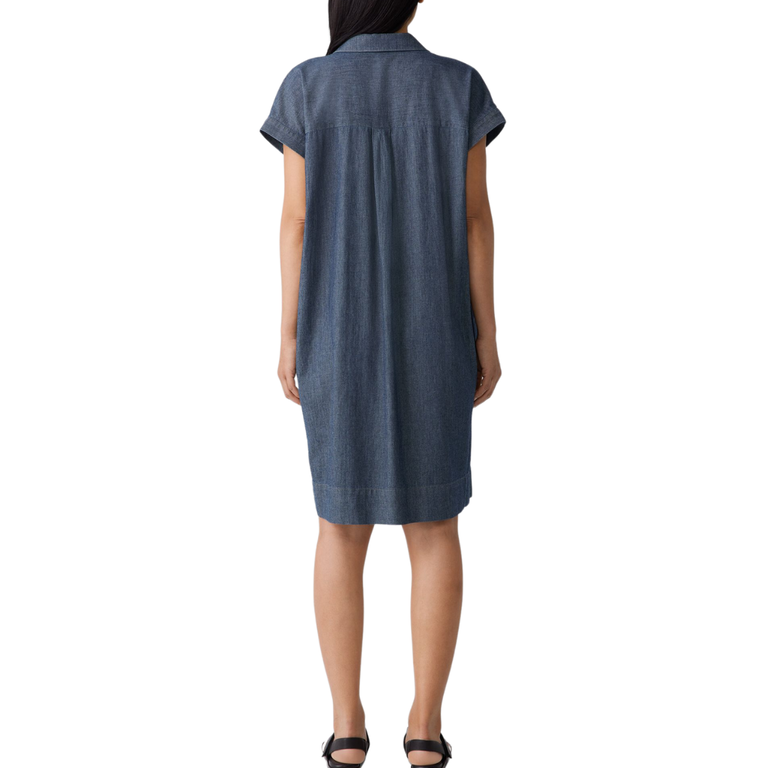 EILEEN FISHER EILEEN FISHER Classic Collar Cap Sleeve Knee Length Shirt Dress