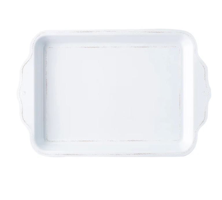 JULISKA JULISKA Al Fresco Berry & Thread Melamine Whitewash 24" Handled Tray