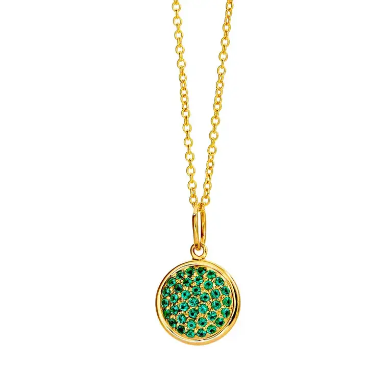SYNA SYNA 7mm Pave Emerald Chakra Pendant