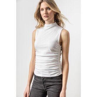 LILLA P Shirred Mock Neck Tank