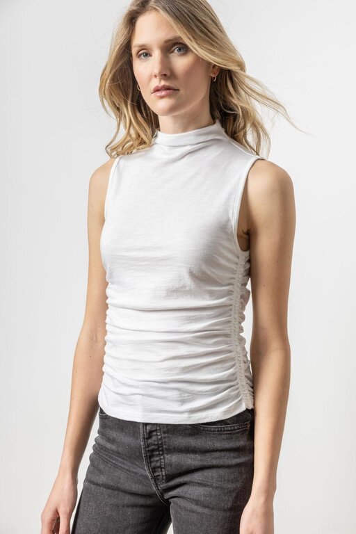 LILLA P LILLA P Shirred Mock Neck Tank