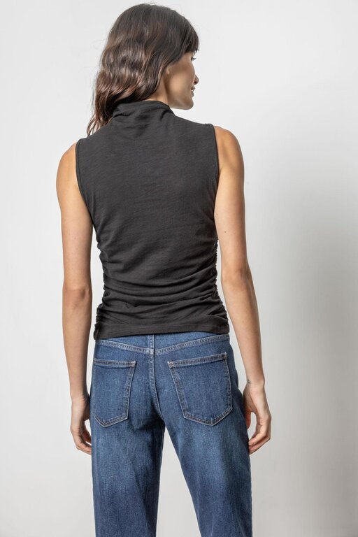 LILLA P LILLA P Shirred Mock Neck Tank