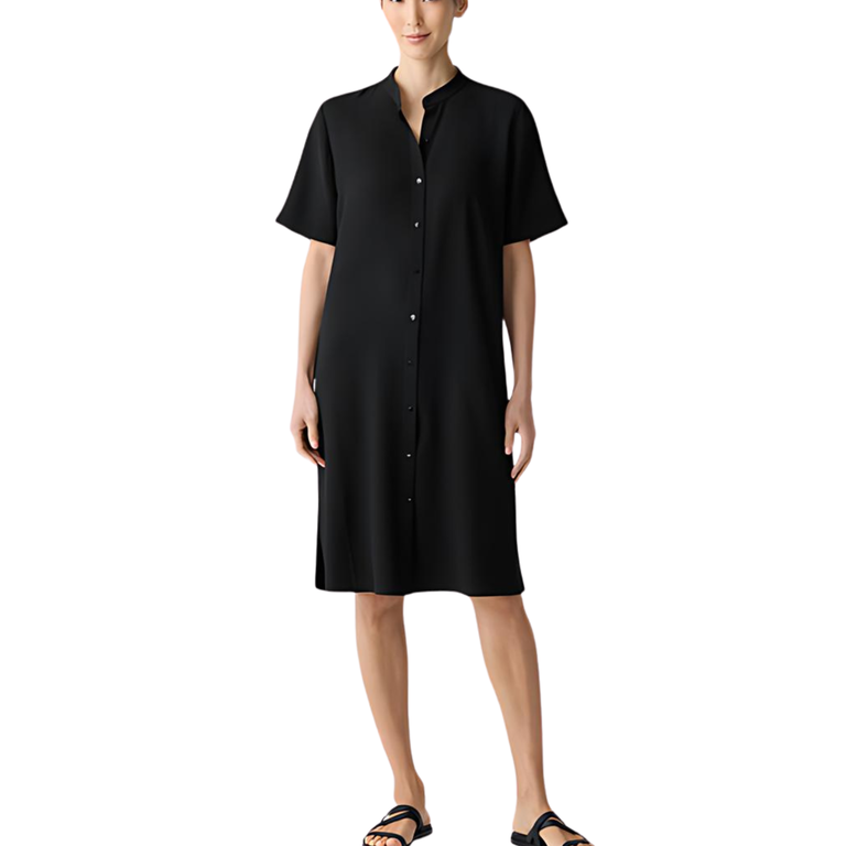 EILEEN FISHER EILEEN FISHER Mandarin Collar Knee Length Duster Dress