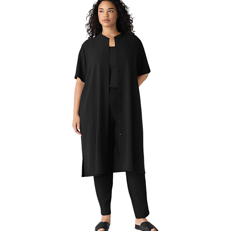 EILEEN FISHER EILEEN FISHER Mandarin Collar Knee Length Duster Dress