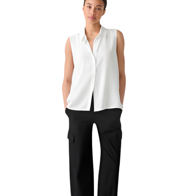 EILEEN FISHER EILEEN FISHER Silk Sleeveless Button Down Shirt