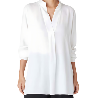 EILEEN FISHER Silk Georgette Stand Collar Tunic