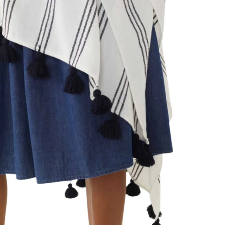 MERSEA MER-SEA Seaside Stripe Wrap, White/Navy Stripe