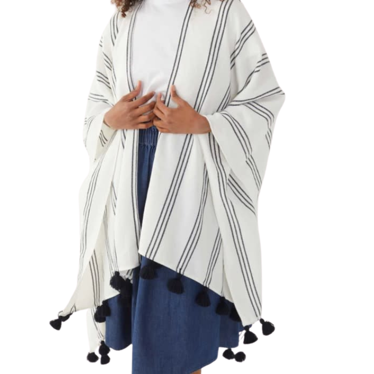 MERSEA MER-SEA Seaside Stripe Wrap, White/Navy Stripe