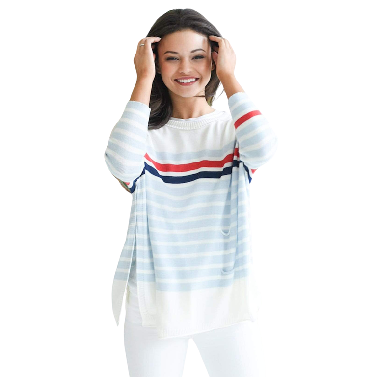 MERSEA MERSEA Catalina Crewneck Traveler Sweater- Multi Stripe