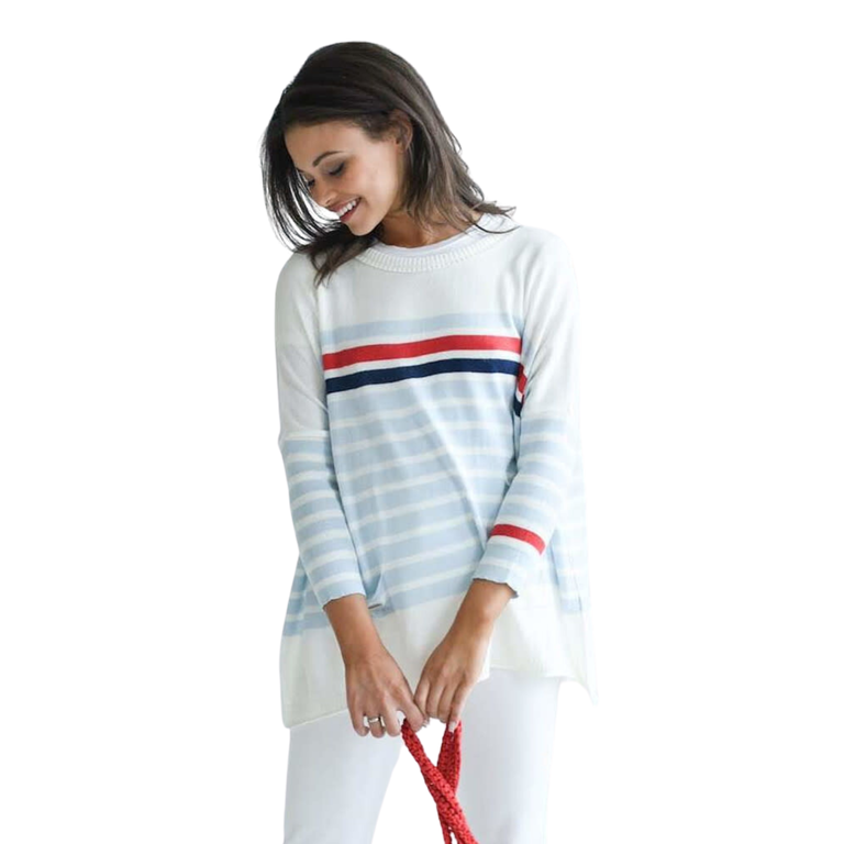 MERSEA MERSEA Catalina Crewneck Traveler Sweater- Multi Stripe