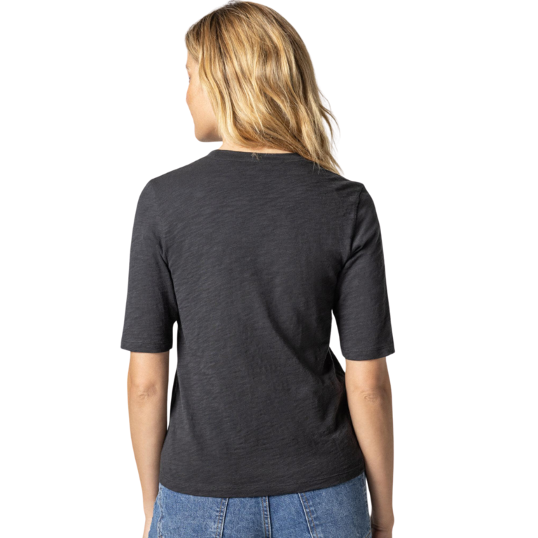 LILLA P LILLA P Elbow Sleeve Loose Knit Slub Crewneck Tee