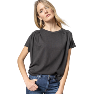 LILLA P Easy Shirred Short Sleeve Tee