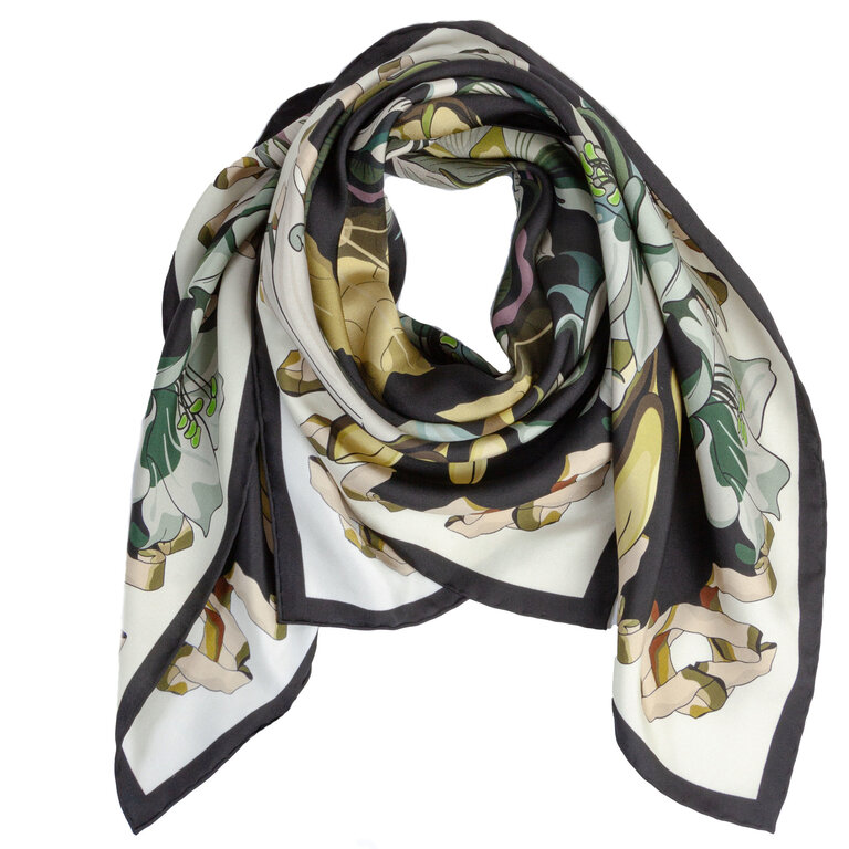 FRANCO FERRARI FRANCO FERRARI Roses & Daffodils Silk Scarf