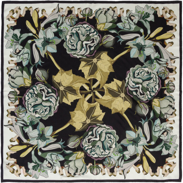 FRANCO FERRARI FRANCO FERRARI Roses & Daffodils Silk Scarf