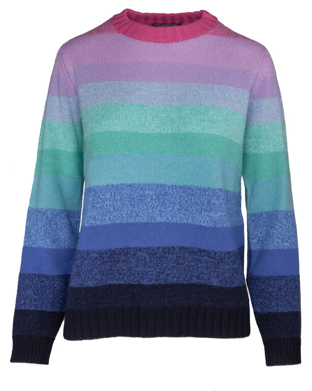 ALASHAN ALASHAN Cashmere Loulou Striped Marled Crewneck Sweater