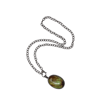 JMNYC DESIGNS Oval Gaspeite Pendant with .54 Ct Diamond Setting