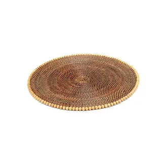 CALAISIO Round Placement with Beads, Natural, Set of 4