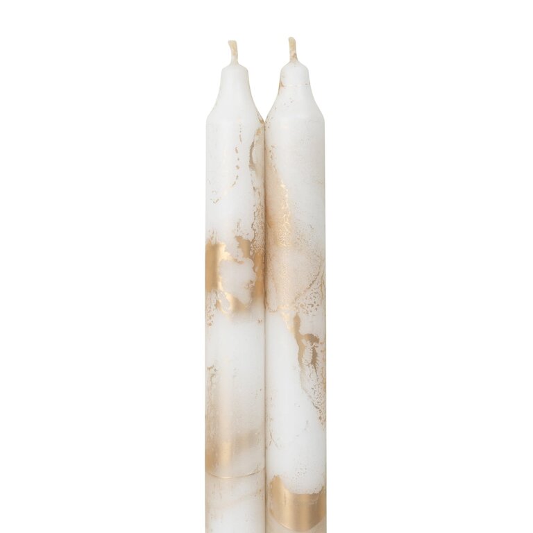 NORTHERN LIGHTS NORTHERN LIGHTS 12" Decorative Taper 2 Pack, Cream/Gold