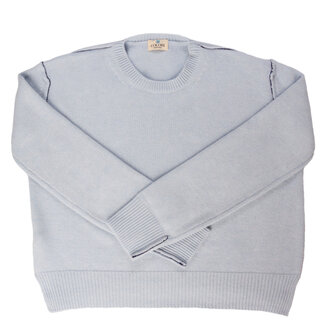 COLORI Cashmere Contrast Stitching Crew Neck Sweater