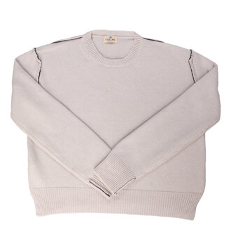 COLORI Cashmere Contrast Stitching Crew Neck Sweater