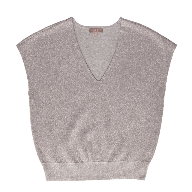 LILLA P LILLA P Metallic V Neck Sweater