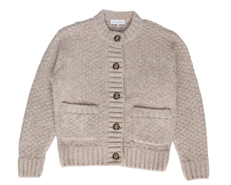 WHITE + WARREN WHITE + WARREN Plush Alpaca Blend Basket Stitch Cardigan