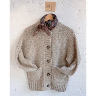 WHITE + WARREN Plush Alpaca Blend Basket Stitch Cardigan