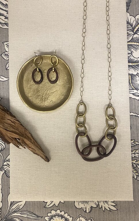 HOMART HOMART Yara Necklace, Brass & Dark Wood Links