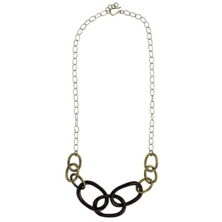 HOMART HOMART Yara Necklace, Brass & Dark Wood Links