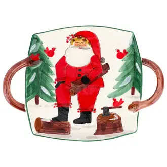 VIETRI Old St. Nick Handled Square Platter
