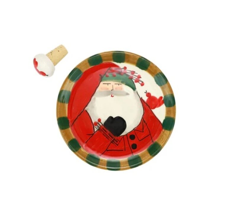 VIETRI VIETRI Old St. Nick Canape Plate with Cork Stopper