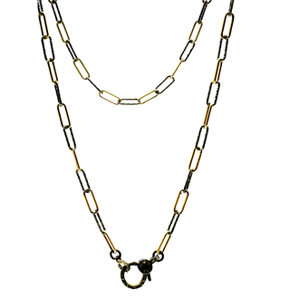 JMNYC DESIGNS Diamond Cut Sterling Silver& 18k Gold Vermeil Paperclip Chain