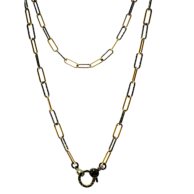 JMNYC DESIGNS JMNYC DESIGNS Diamond Cut Sterling Silver& 18k Gold Vermeil Paperclip Chain