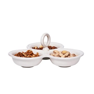 JULISKA Berry & Thread Whitewash Triple Bowl Server