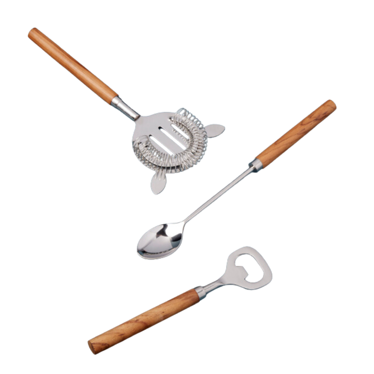 BE HOME BE HOME Teak & Stainless Bar Set