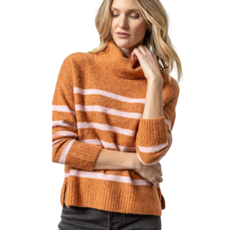 LILLA P Striped Turtleneck Sweater