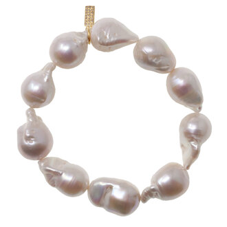 JMNYC DESIGNS White Baroque Pearl Stretch Bracelet