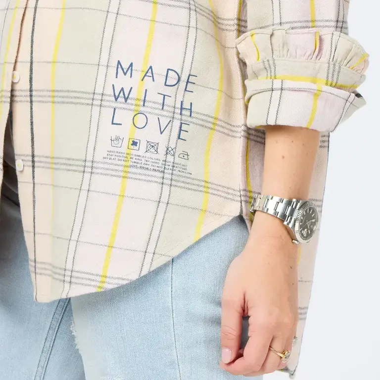 KERRI ROSENTHAL KERRI ROSENTHAL Mia Ruffle Shirt Cabin Plaid