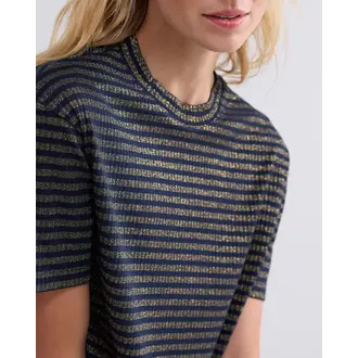 SUMMUM Lurex Stripe Short Sleeve Top