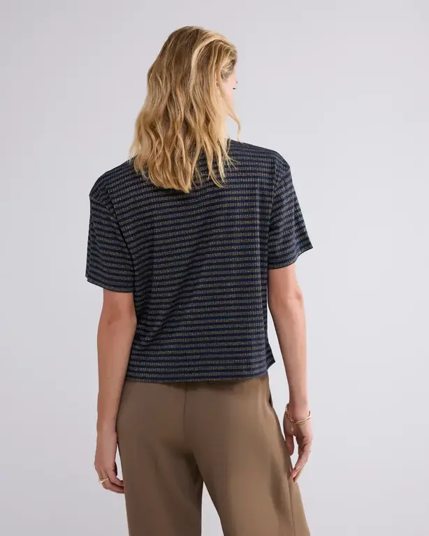 SUMMUM SUMMUM Lurex Stripe Short Sleeve Top