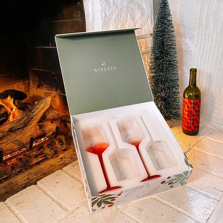 BYRDEEN BYRDEEN Frosted Berry Wine Glass, Set of 4