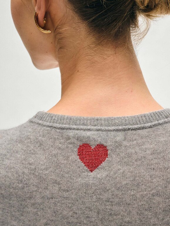 WHITE + WARREN WHITE + WARREN Cashmere Mini Heart Sweatshirt