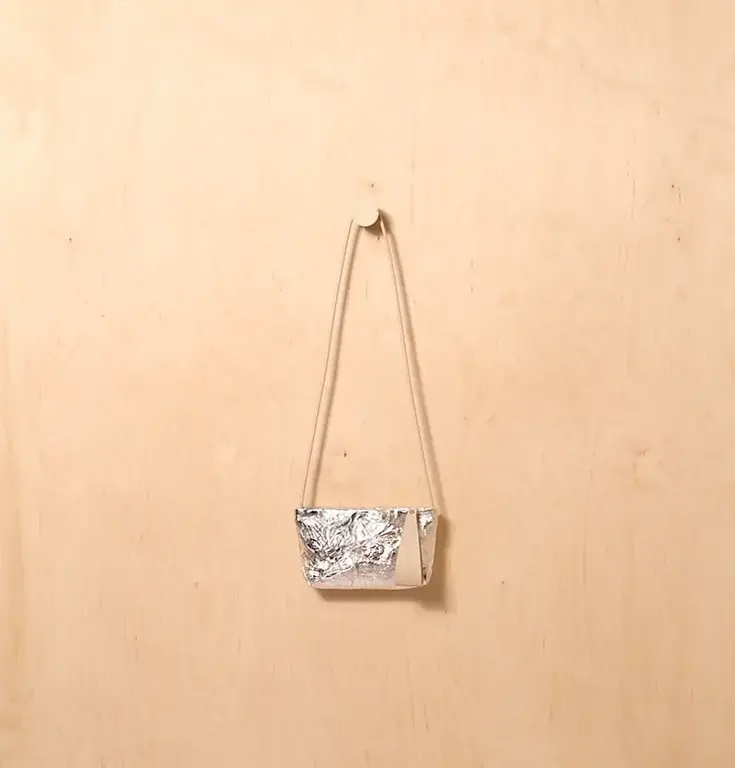 DANIELLA LEHAVI Vega Small Clutch, Wrinkled Silver,