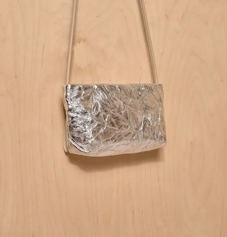 DANIELLA LEHAVI Vega Small Clutch, Wrinkled Silver,